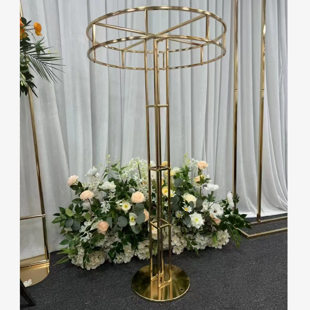 Glänzender goldener 47,24 Zoll großer dekorativer Blumenständer, perfekt für Hochzeitsfeiern, Bühneneröffnungen und Esstische im Familienbereich. – Detail 9