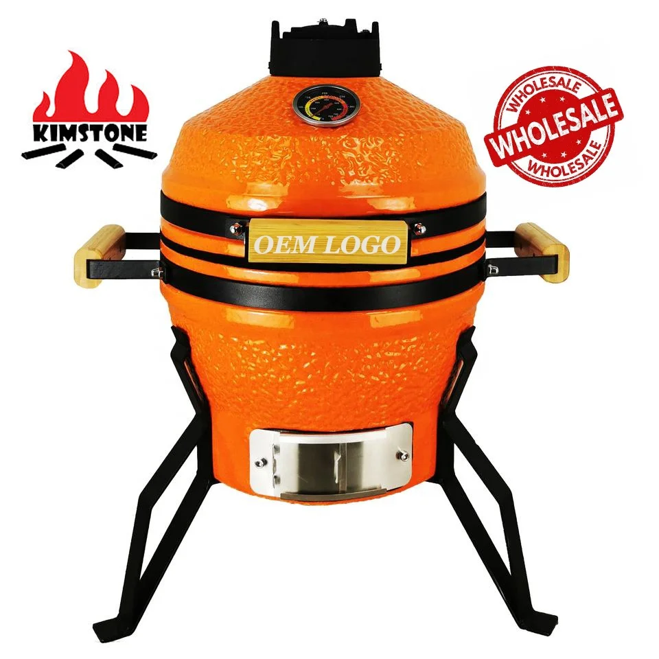 KIMSTONE 13 inch Commercial Small Mini BBQ Grill Charcoal Portable Outdoor Barbque Grill Egg Ceramic Kamado Grill With Handle