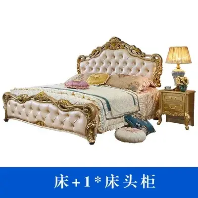 Large Princess Master Bedroom Set Double Villa High Luxury Human Bedroom Set Wooden Sleeping Letti