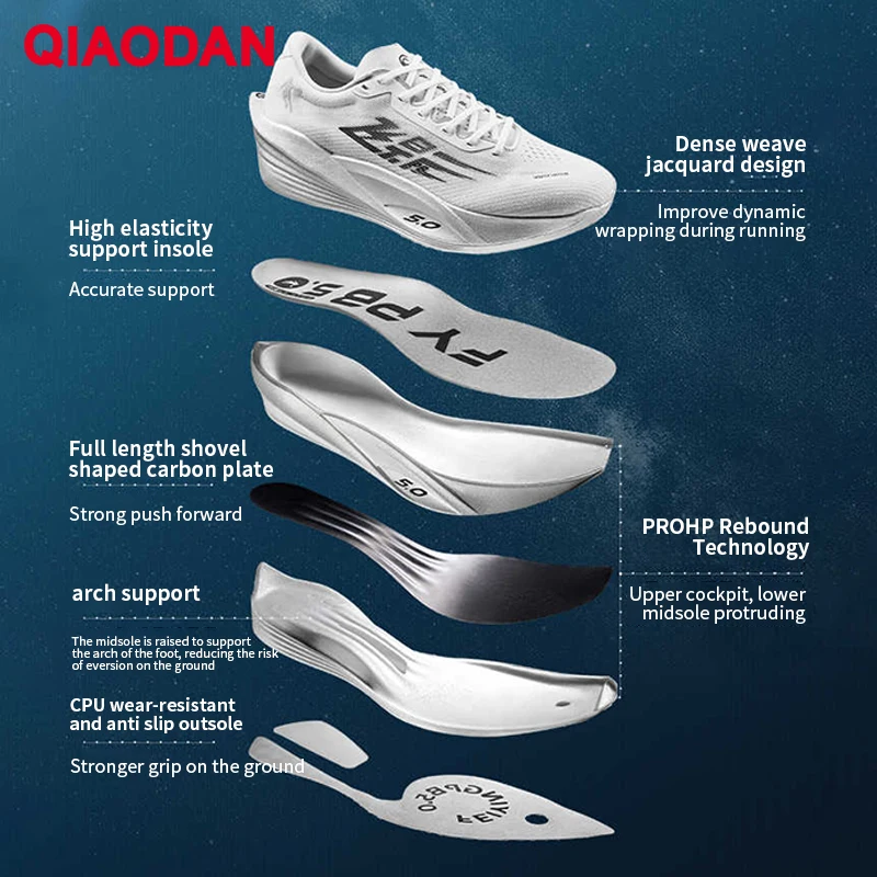 QIAODAN Feiying PB5.0 Men's Winter Full Carbon Board Sneakers 2025 Professional Marathon Racing Race Running Shoes QDB023254299