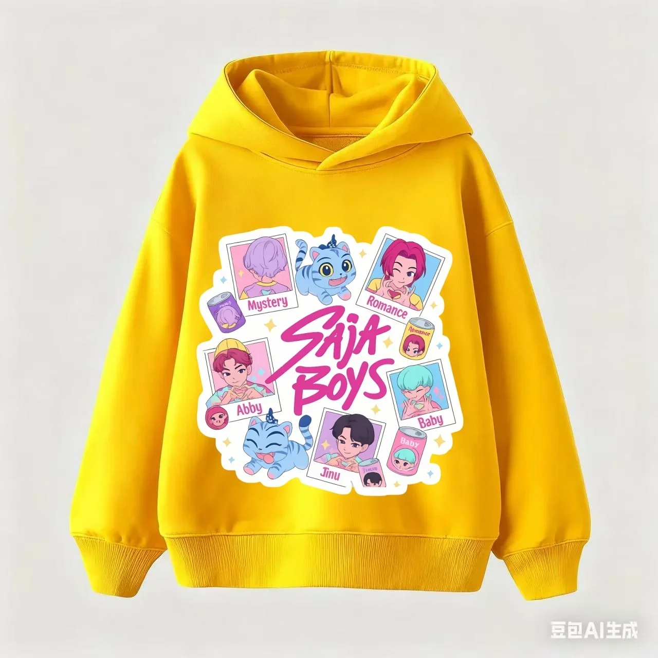 KPop Devil Hunter كارتون مطبوعة فتاة وصبي مقنعين الرياضة الدافئة أزياء عارضة هوديي