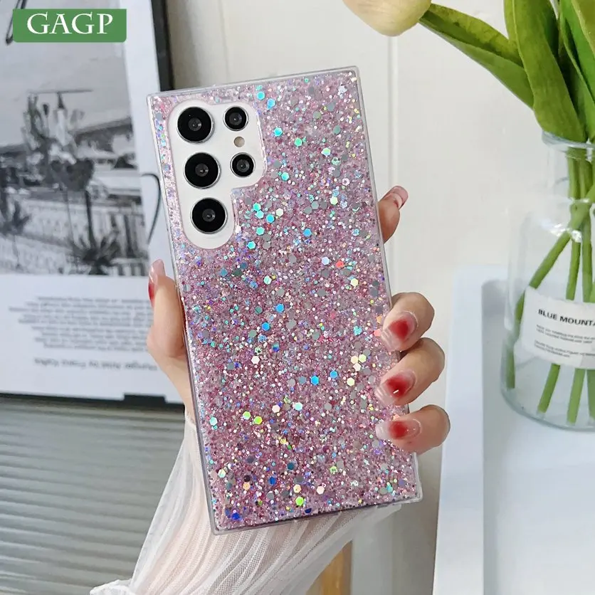 Deluxe Bling Shinny Case for Samsung Galaxy S23 Ultra S22 Plus S21 S20 FE S7 S8 Edge S9 S10 Note 20 Soft Glitter Silicone Cover