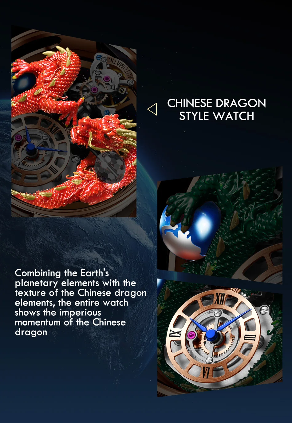 2024 PINDU New Men\'s Watch Traditional Handmade Dragon Quartz Watch Curved Mirror Fully Transparent Design Watch+Box