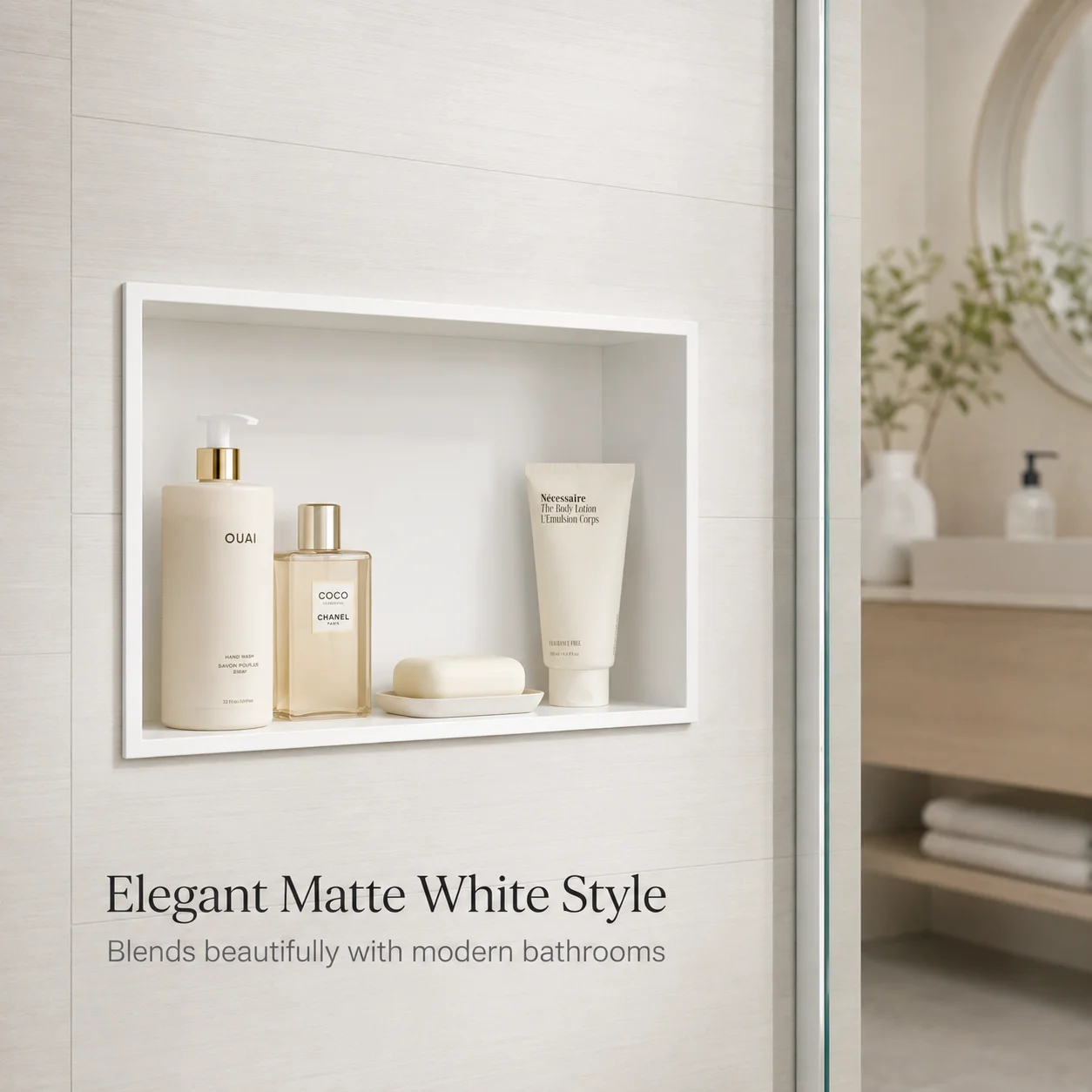 18 X 12 X 4 Inch Matte White Stainless Steel Shower Niche, Recessed Bathroom Wall Shelf, Single Compartment Storage