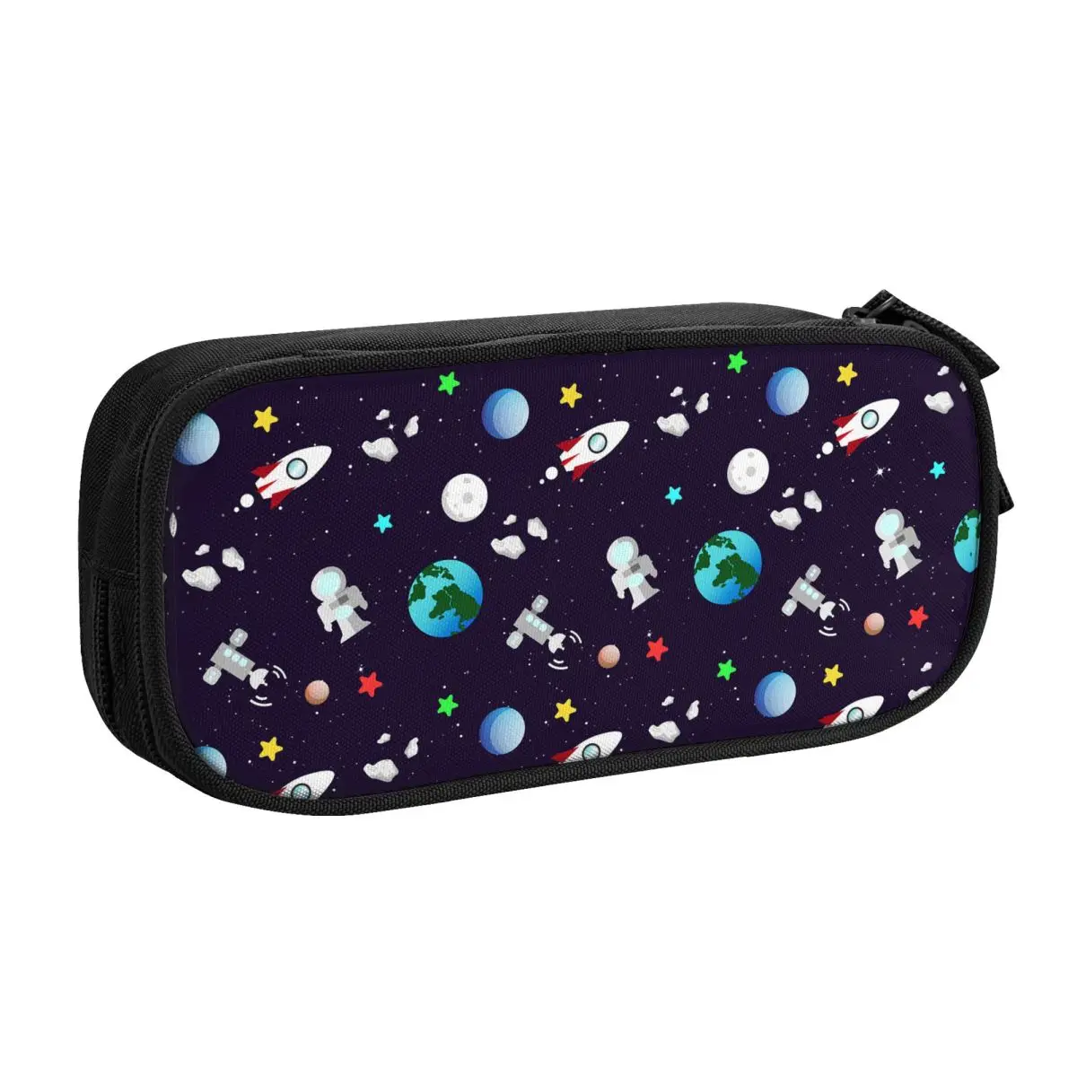 Imagem -02 - Estojo de Lápis Personalizado Bonito para Estudantes Grande Caixa de Armazenamento para Meninos e Meninas Universo Espacial e Astronauta Papelaria para Estudantes Galáxia e Foguete