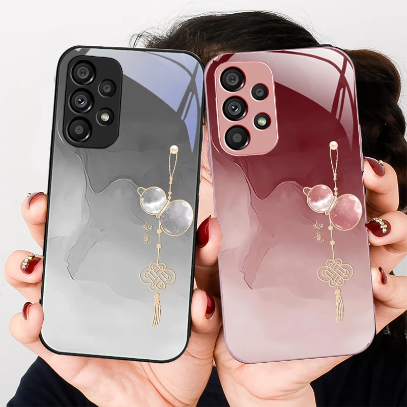 Lucky Blue Gourd Element для Samsung S22 S8 S9 10 20 Ultra S21 Pro S22 Plus S23 FE S24 Ultra S25 Edge S25 Ultra Glass Чехол для телефона