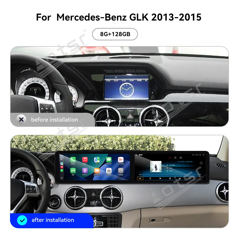 HD Dual Screen 12.3 Inch For Mercedes-Benz GLK 2013-2015 Upgrade 2025 Car Radio Car Stereo GPS Navigation Car Multimedia Player