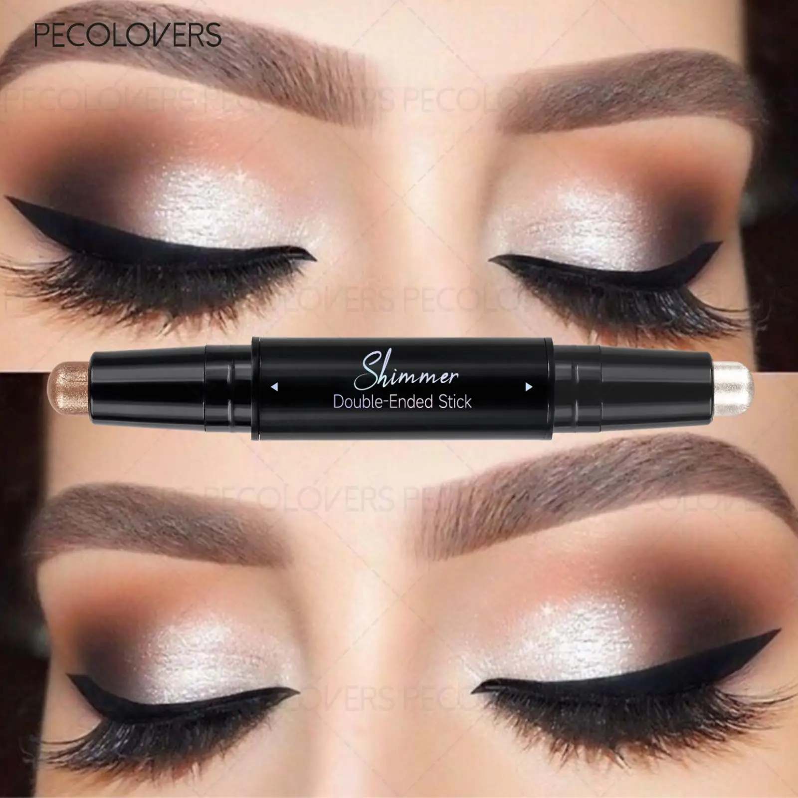 Double-ended Eyeshadow Stick, Eye Highlighter, Two-color Application, One-touch Setting, Waterproof, Eye Cosmetics