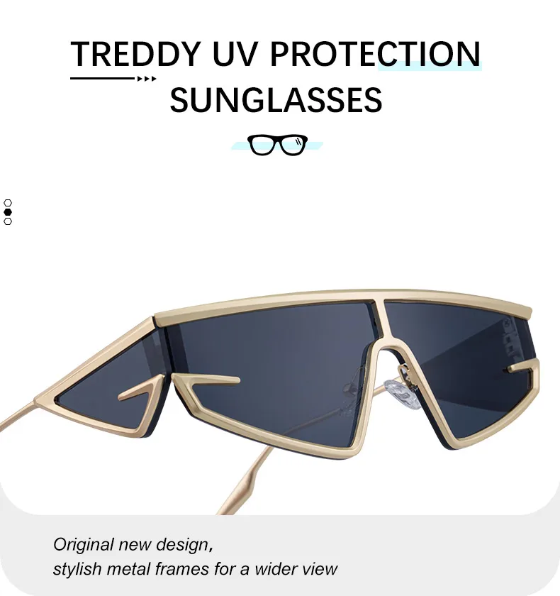 Y2K Punk Quadratische Schild Sonnenbrille Männer 2025, Luxus Marke Vintage Unregelmäßige Steampunk Winddicht Sonnenbrille für Frauen Shades UV400 – Detail 9