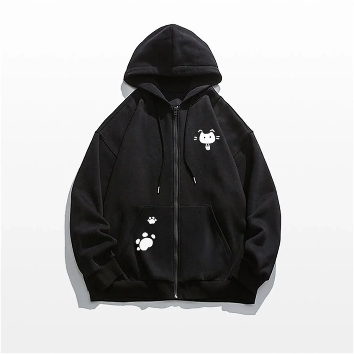 Frühling und Herbst, dünn, neuer Charme, Modetrends, vielseitig, lässig, locker, fauler Wind, 2025, neues süßes Mädchen, Reißverschluss, lustiger Katzendruck