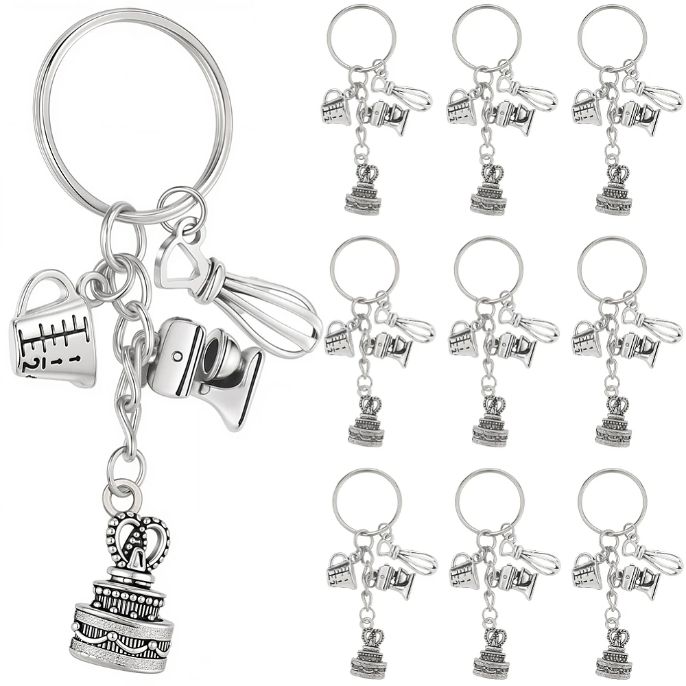 1 Box 20Pcs Baking Key Chain Keychain Bulk Silver Metal Alloy Dessert Cooking Kitchen Cutlery Baker Tool Utensils Decorations