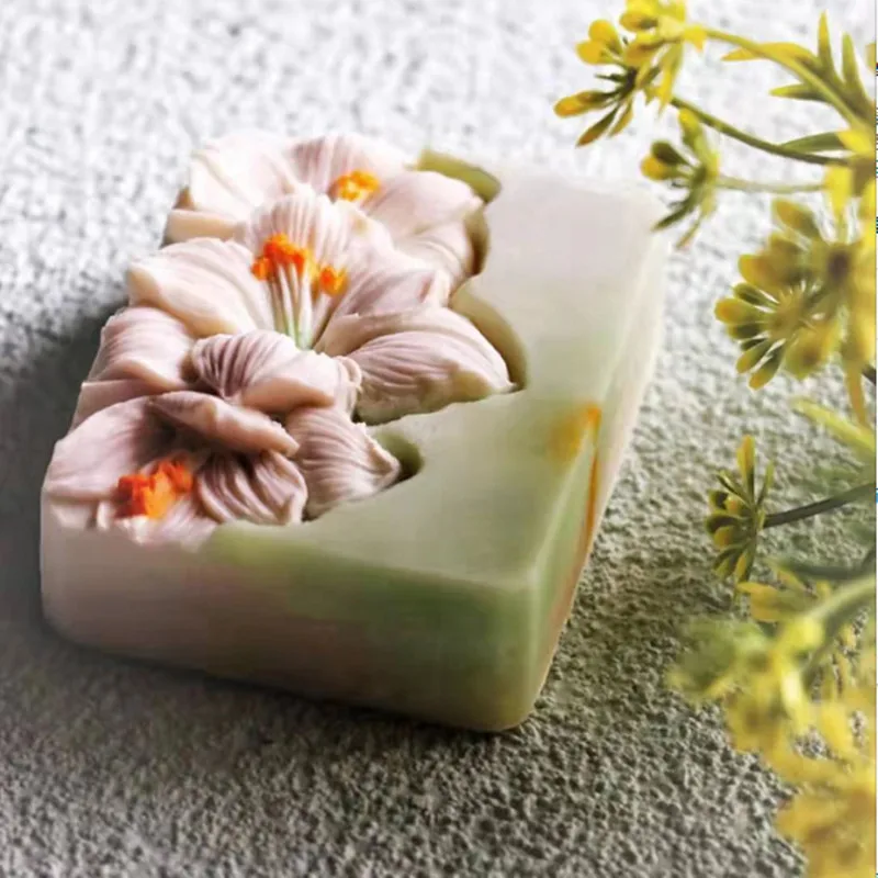 Pretty Flower Soap Mold Flower Silicone Soap Making Molds Decorating Cake Mold Chocolate Mold Candle Crafts Silicone Mould