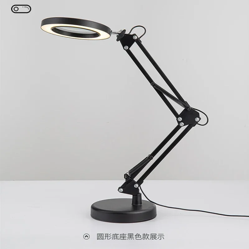 

High-Power Desktop Magnifying Glass with LED Cold and Warm Light Reading Mobile Phone Watch Repair Desk Lamp for the Elderly