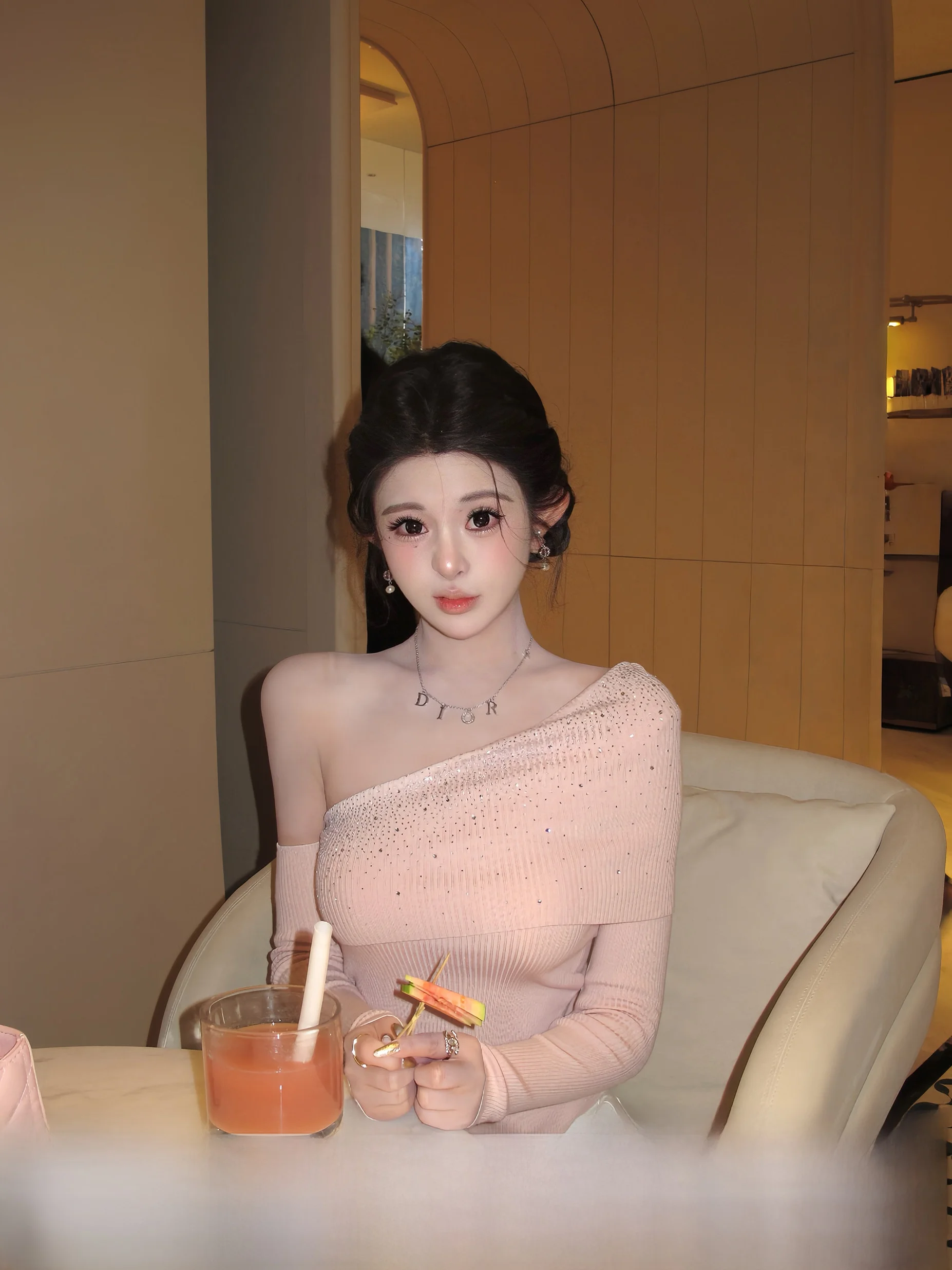 

Swan Soft Mousse Slimming Sexy Faionable Base Top Long Sve Knitted Pure Color Casual Wear for Women Spring Season