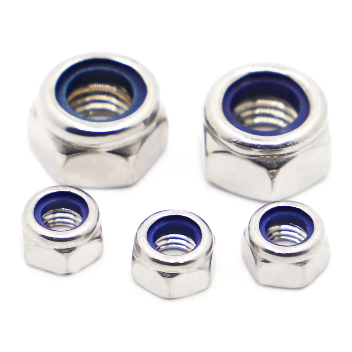 Nylon Locknut 304 Stainless Steel Hex Hexagon Lock Nut DIN985 M2 M2.5 M3 M4 M5 M6 M8 M10 M12 M14 M16 Non Slip nuts