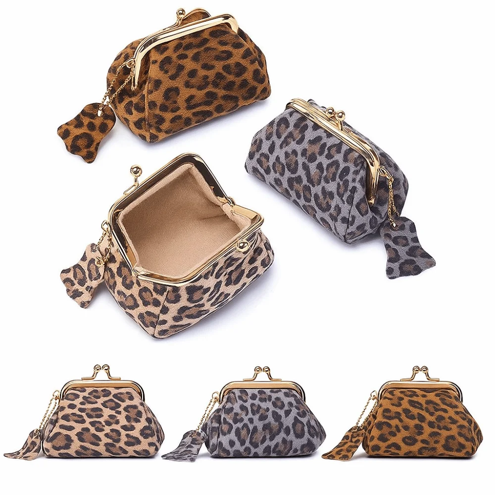 New Leather Coin Purse Leopard Pattern Multifunctional Headphones Organizer Mini Portable Storage Bag
