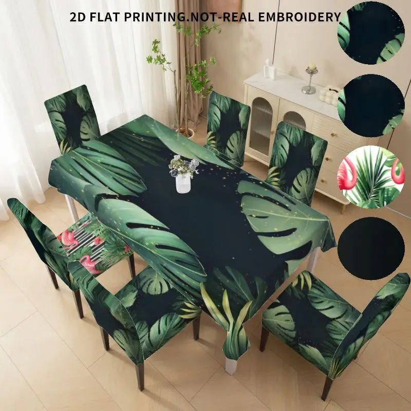 

Stretch Dining Chair Cover Bow Chair Cover Tablecloth Flamingo Tortoise Back Leaf Palm Leaf Tropical Style 2D Flat Pattern