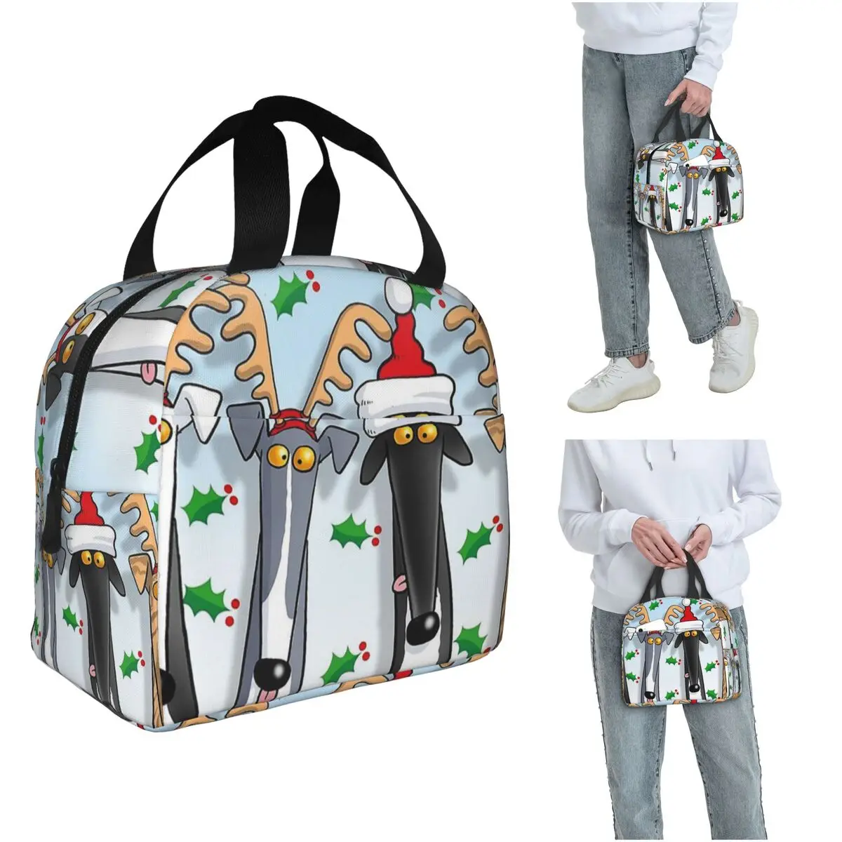 Greyhound Whippet Dog Insulated Lunch Bag for Women Children Portable Food Boxes Thermal Lunch Box Tote