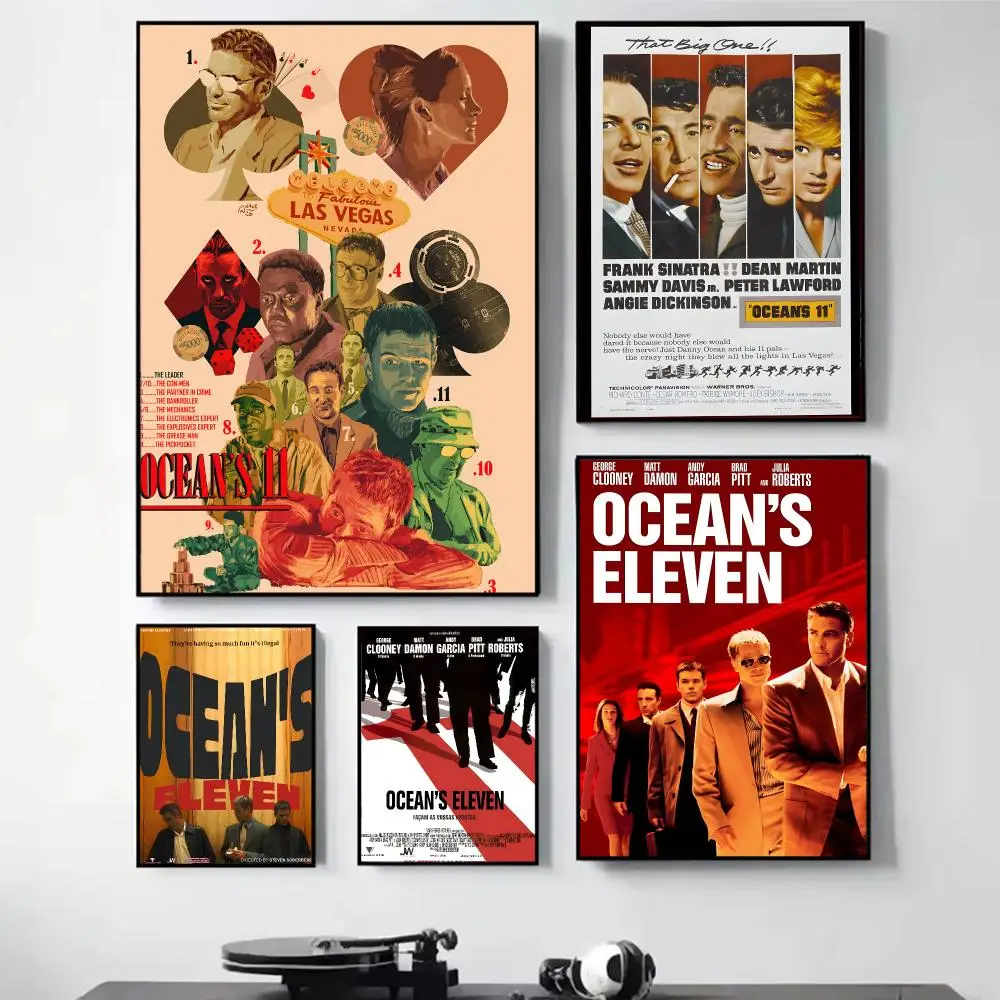 Classic Crime film O-Ocean's Eleven Poster Wall art poster paintings are suitable for clubs living rooms bedroom