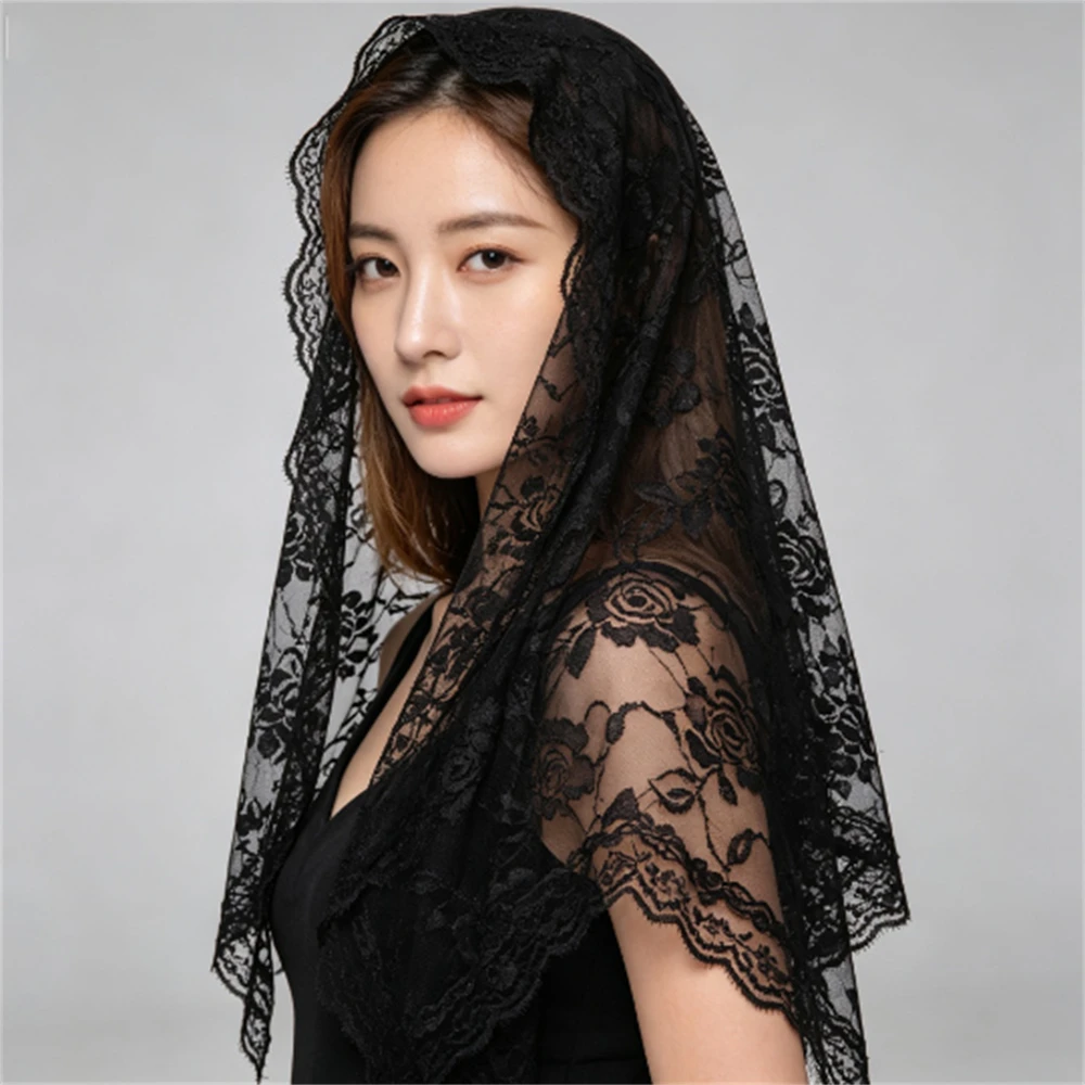 Traditional Vintage Rose Lace Veil Romantic Embroidered Veil Soft Comfortable Head Wedding Accessories