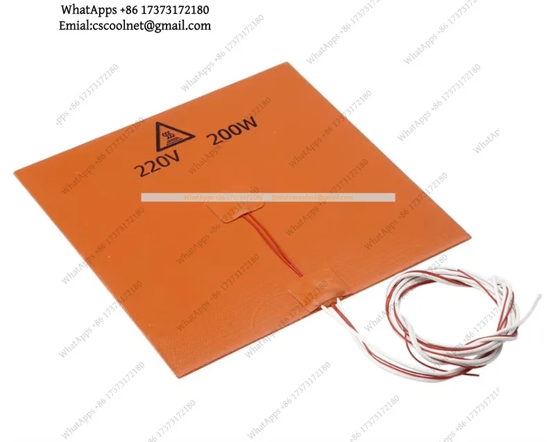 1pc 200x200mm 220V 200W Silicone Rubber Heating Pad 3D Printer Heated Bed Sheet with 3M Tape