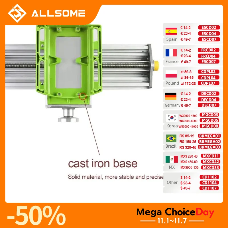 Allsome BG-6330 Compound-Tisch, funktionierender Kreuzschiebetisch, Arbeitstisch zum Fräsen, Bohren, Bank, multifunktional, verstellbar, X-Y