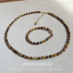 Natural 4mm Cat's Eye Necklace Bracelet Copper Plated 14k Gold Accessories