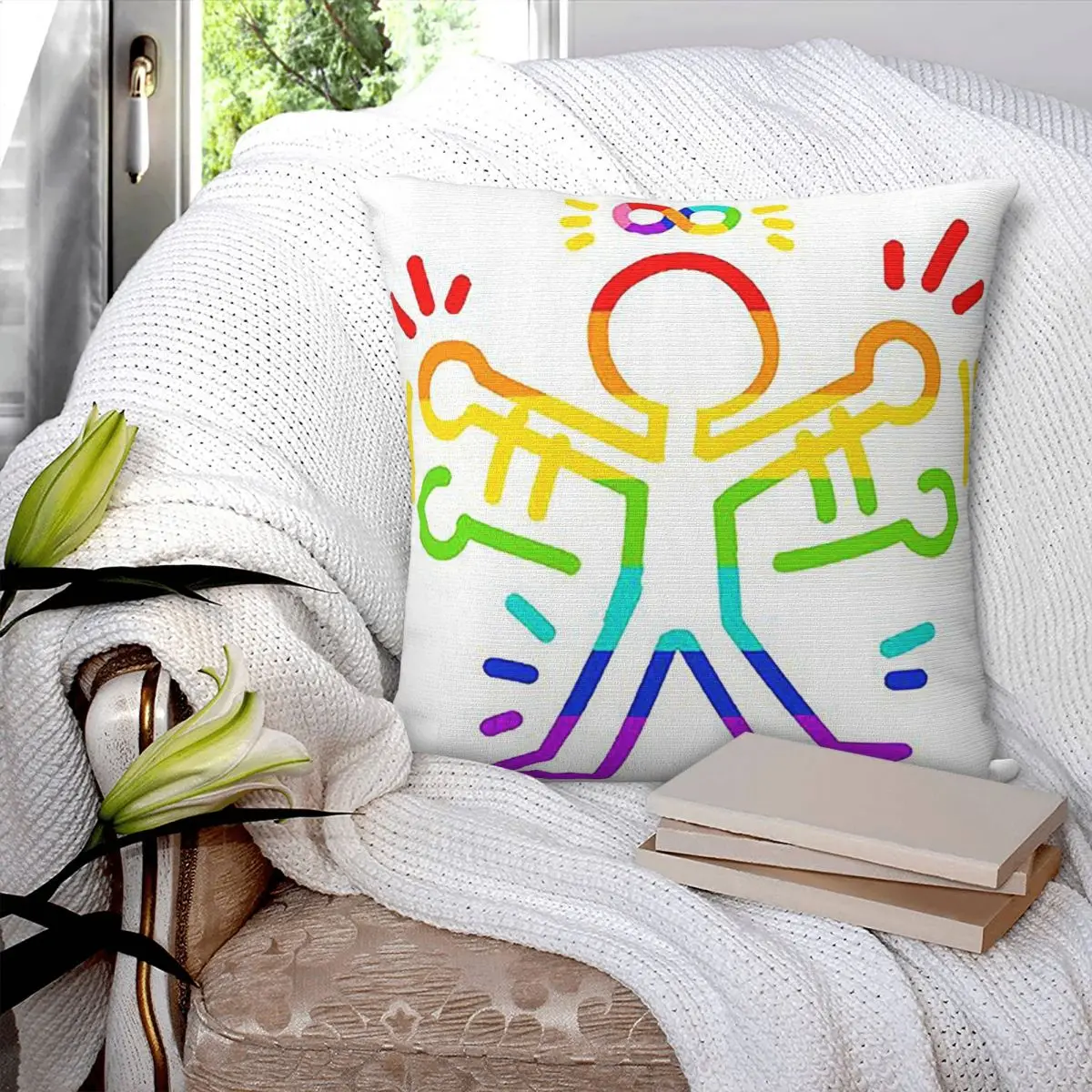 Flappy Hands Are Happy Hands Square Pillowcase Pillow Cover Polyester Cushion Decor Comfort Throw Pillow for Home Sofa