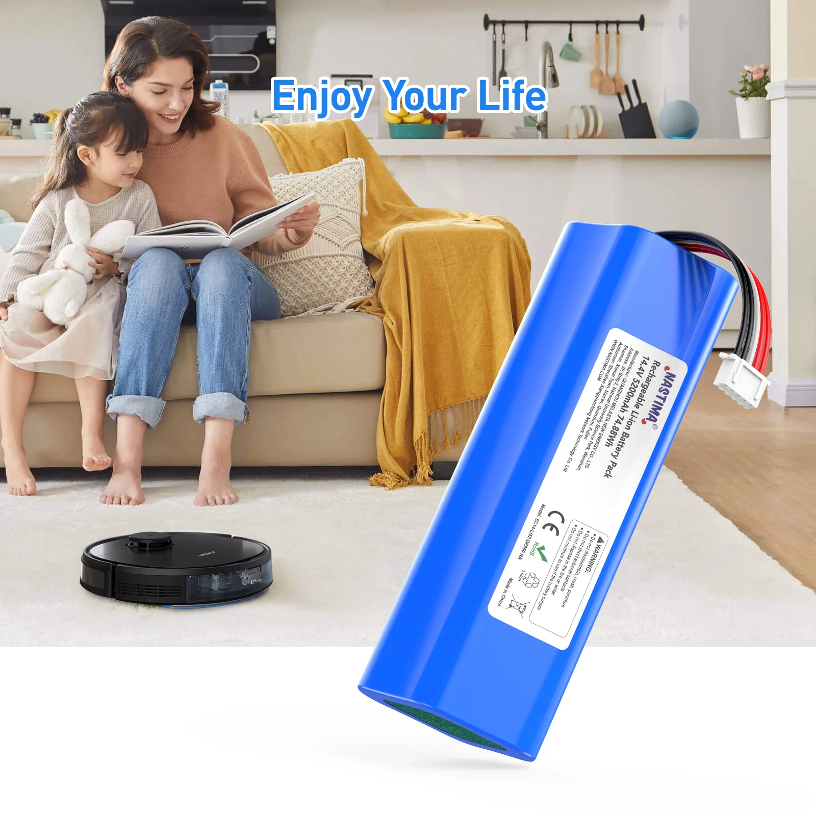 5200mAh 14.4V Li-Ion แบตเตอรี่หุ่นยนต์เครื่องดูดฝุ่นเปลี่ยนแบตเตอรี่สําหรับ Ecovacs Deebot X1 Ozmo T5 T8 T9 950 DX9G DX93 DX96