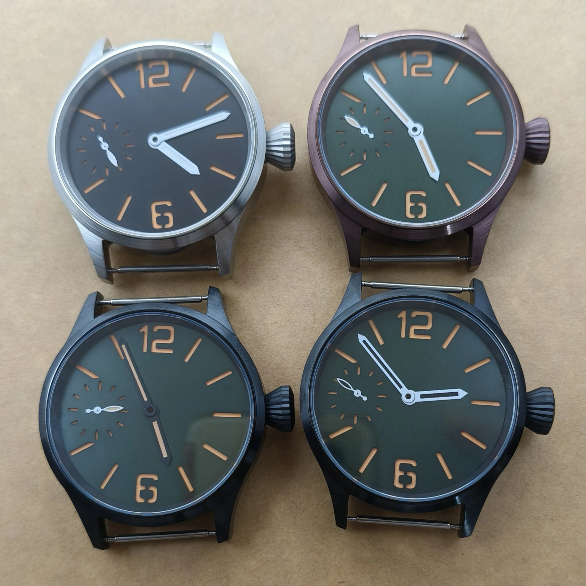 

New 43.6MM Sapphire Crystal Case With Green Luminous Dial plus Hands Fit St36 Eta6497 Manual Winding Movement