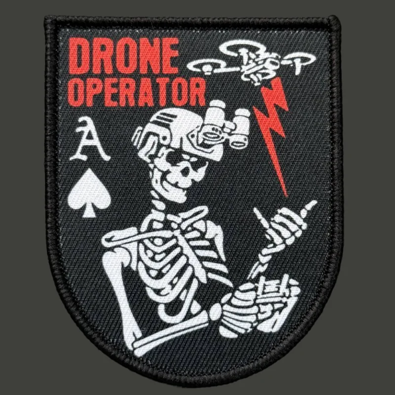 Skull Drone Pilot Tactical Patch Print Military Morale Badge Hook&Loop Backpack Clothing Decorative Accessories Sticker Armband