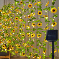 2/5/10M Solar Sunflower Light String Outdoor Fairy Lamp 8 Mode Artificial Plant Leaf for Wedding Camping Garden Fence Decoration