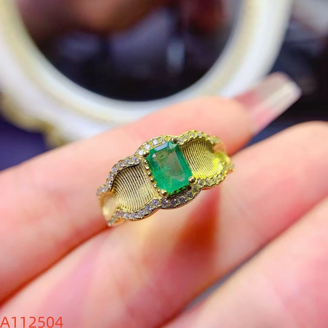 KJJEAXCMY Natural Colombian Emerald Ring S925 silver , electroplated locking color process, high clarity Full of luster Support