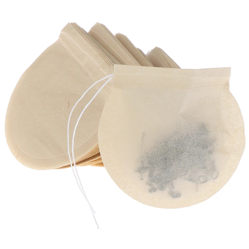 100PCS 6/7cm Round Tea Bags Empty Filter Paper Teabags With String For Herb Tea