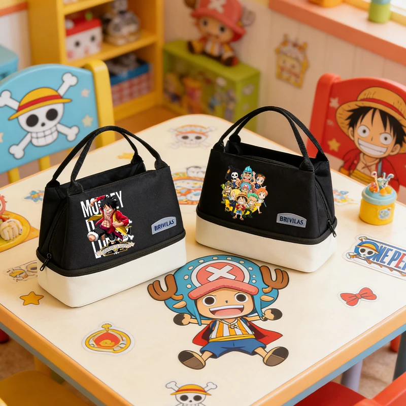 

Ones Piece Kids Lunch Bags with Should Strap Handle Bag for Cute Anime Games Man Portable Food Bag Boys Student Thermal Case Box