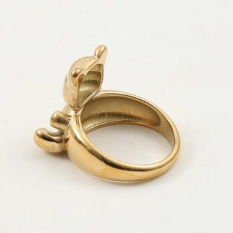 New Arrilval Cute Gold Color Bear Ring Stainless Steel Ring for Women