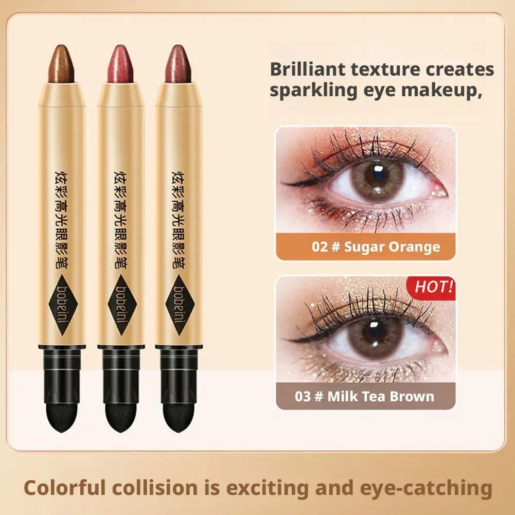 

2 In 1 Pearly Eyeshadow Stick Pencil Waterproof Glitter Matte Pigmented Eyeshadow Eyelid Makeup Under Makeup Crease Pen Hig L5F0