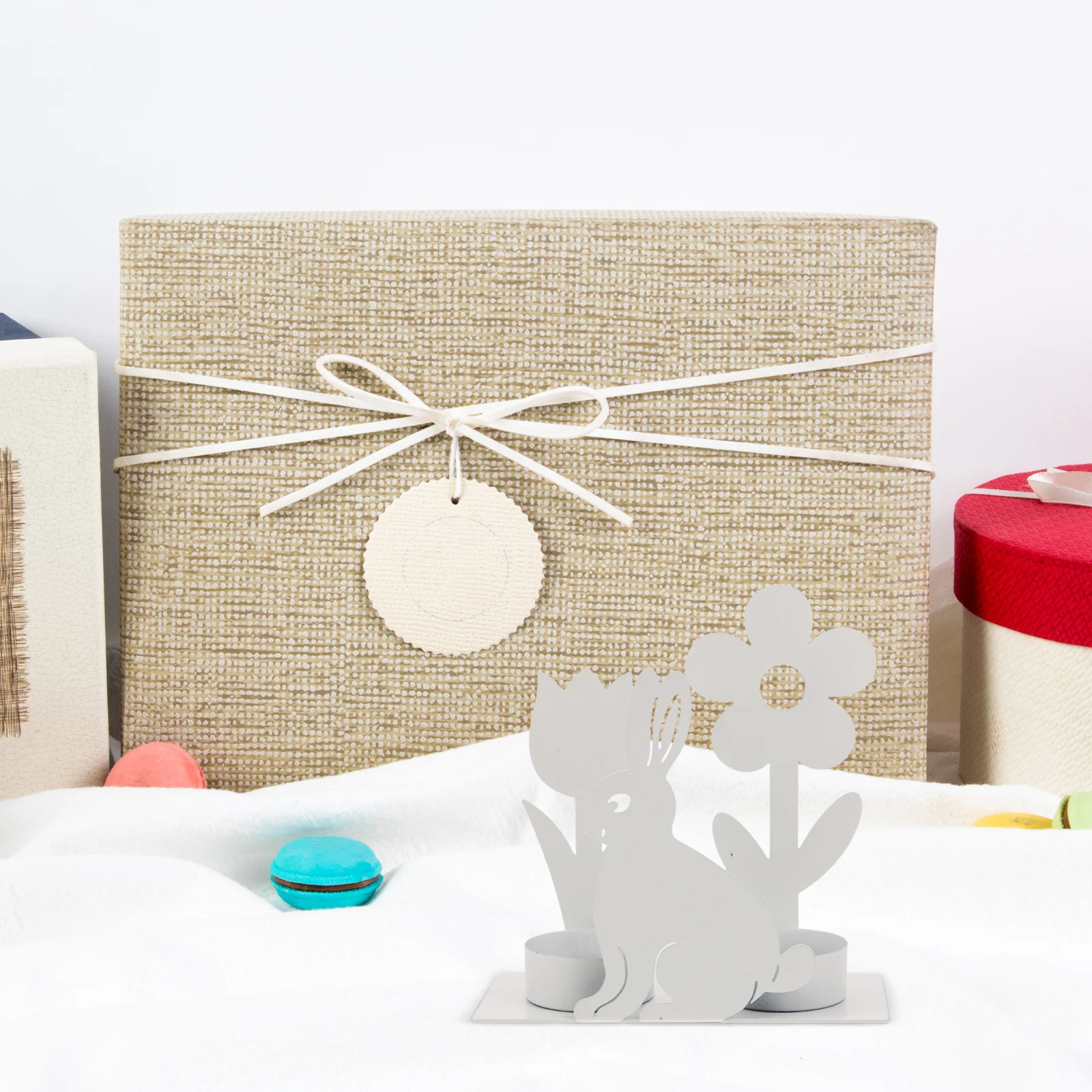 

Rabbit Holder Easter Bunny Design Metal Tinplate Stand for Living Room Dining Table Decor Desktop Ornament