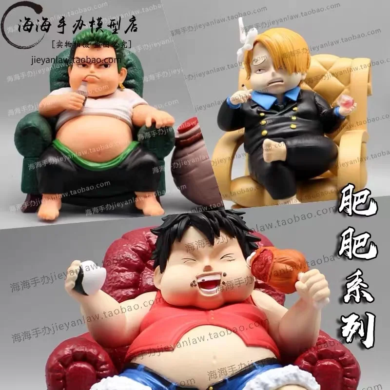 One Piece Anime Statue Collection Decoration Obesity Series Roronoa Zoro Drinks Action Figure Model Toys Desktop Decoration Gift