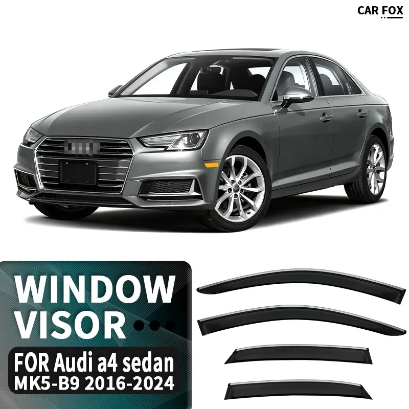 4Pcs Window Visor For Audi A4 Sedan MK5-B9 2016-2024  Weathershield Sun Rain Deflector Guard Car Window Deflector