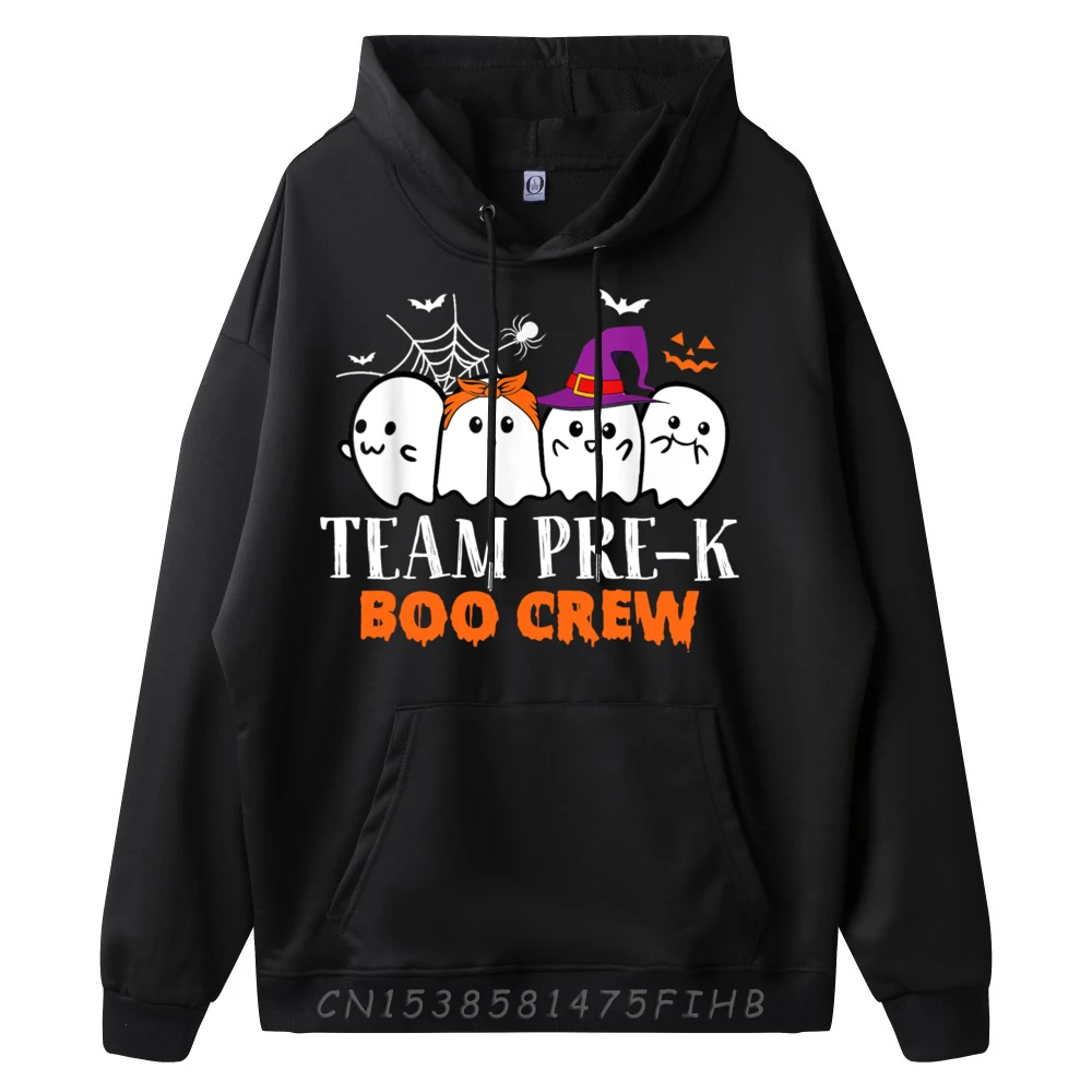 Team Pre K Boo Crew Cute Ghost Halloween Teacher Student Red And Black Graphic Hoodie Brand Clothing Easter Sunday