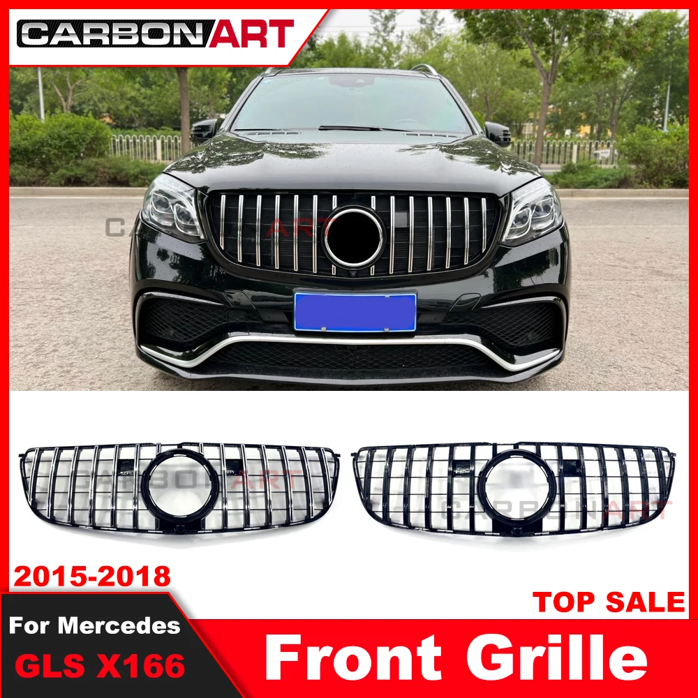 GLS GT Grill Vertical Style For ben z GLS Class X166 SUV Auto Front Grille 2016-2018 GLS350 GLS400 GLS500 Restyling Grille