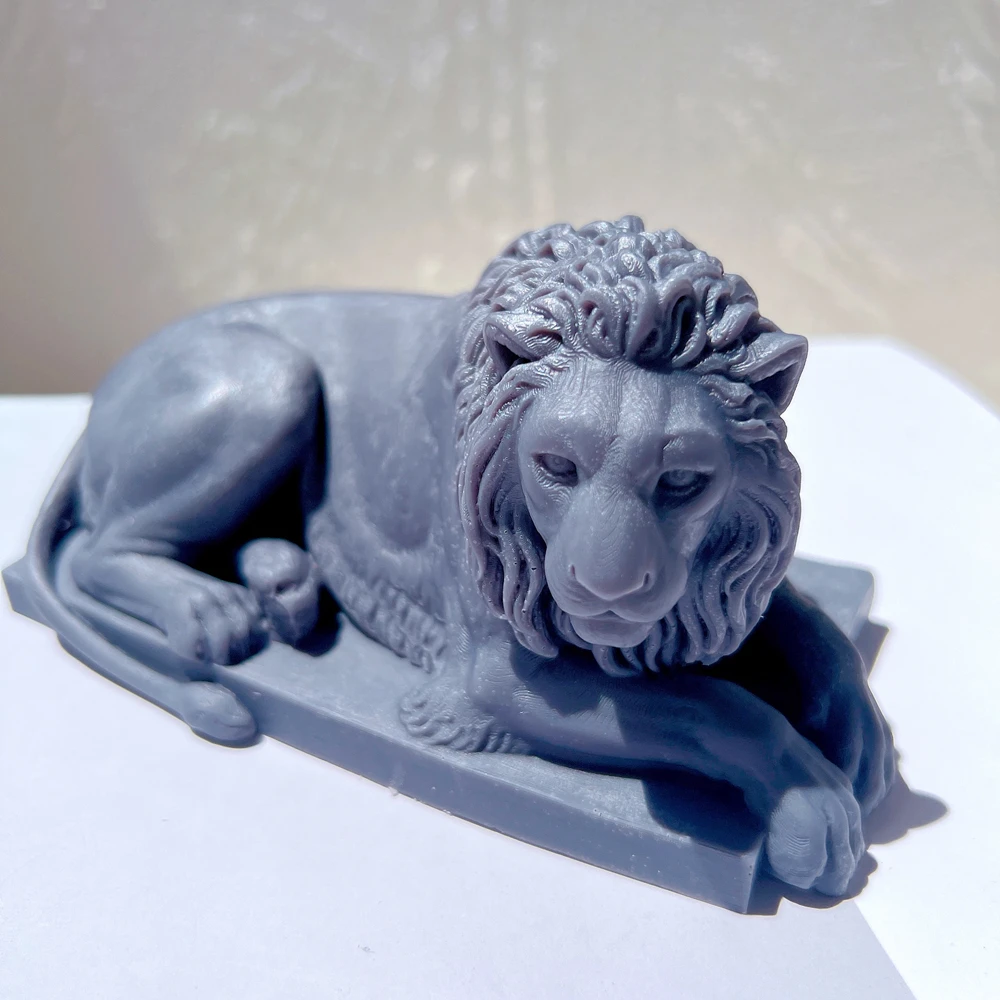 Imagem -03 - Charm Lions Estátua Silicone Vela Molde Animal Escultura Mold Figura Minimalista Desk Decor 3d