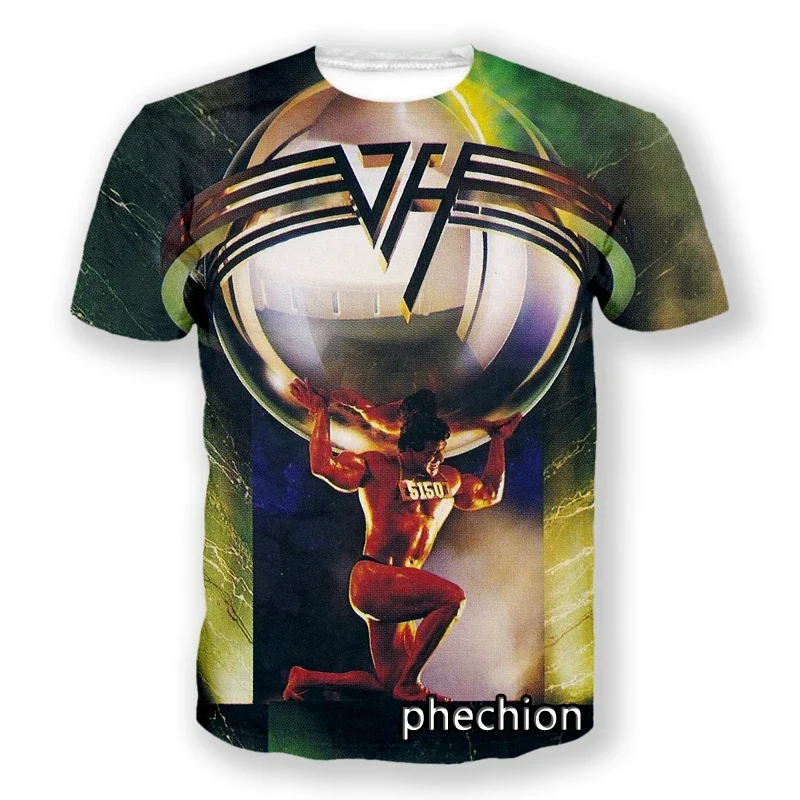 2024 phechion New Fashion Men/Women Van Halen Band 3D Print Short Sleeve T-Shirt Casual Hip Hop Summer T Shirt Tops S150