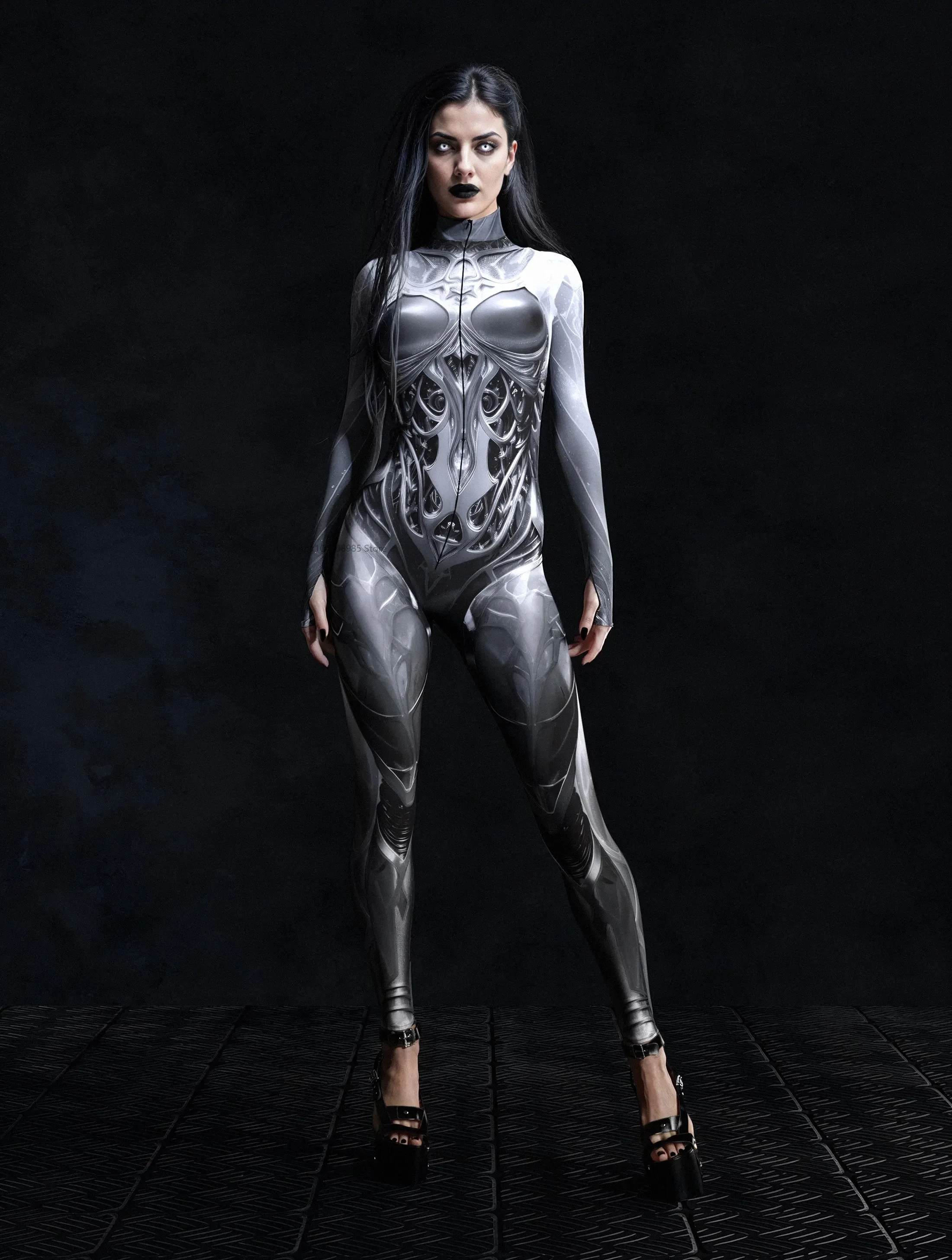 

Unique Women Cyberpunk Jumpsuit Robot Holiday Party Wear Onesie Cosplay Cyber Costume Performance Bodysuits Rompers 2025