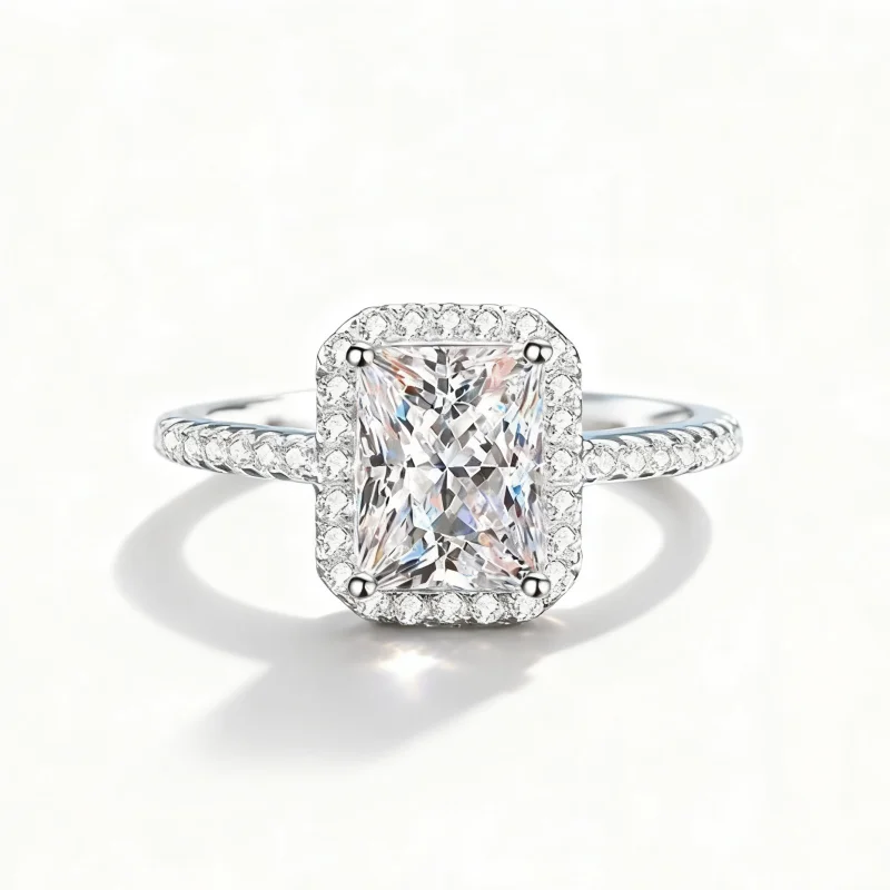 

SGARIT Moissanite Diamond Square Ring D Color 1CT 2CT Wedding Diamond Band for Women 925 Sterling Silver White Gold Plated Ring