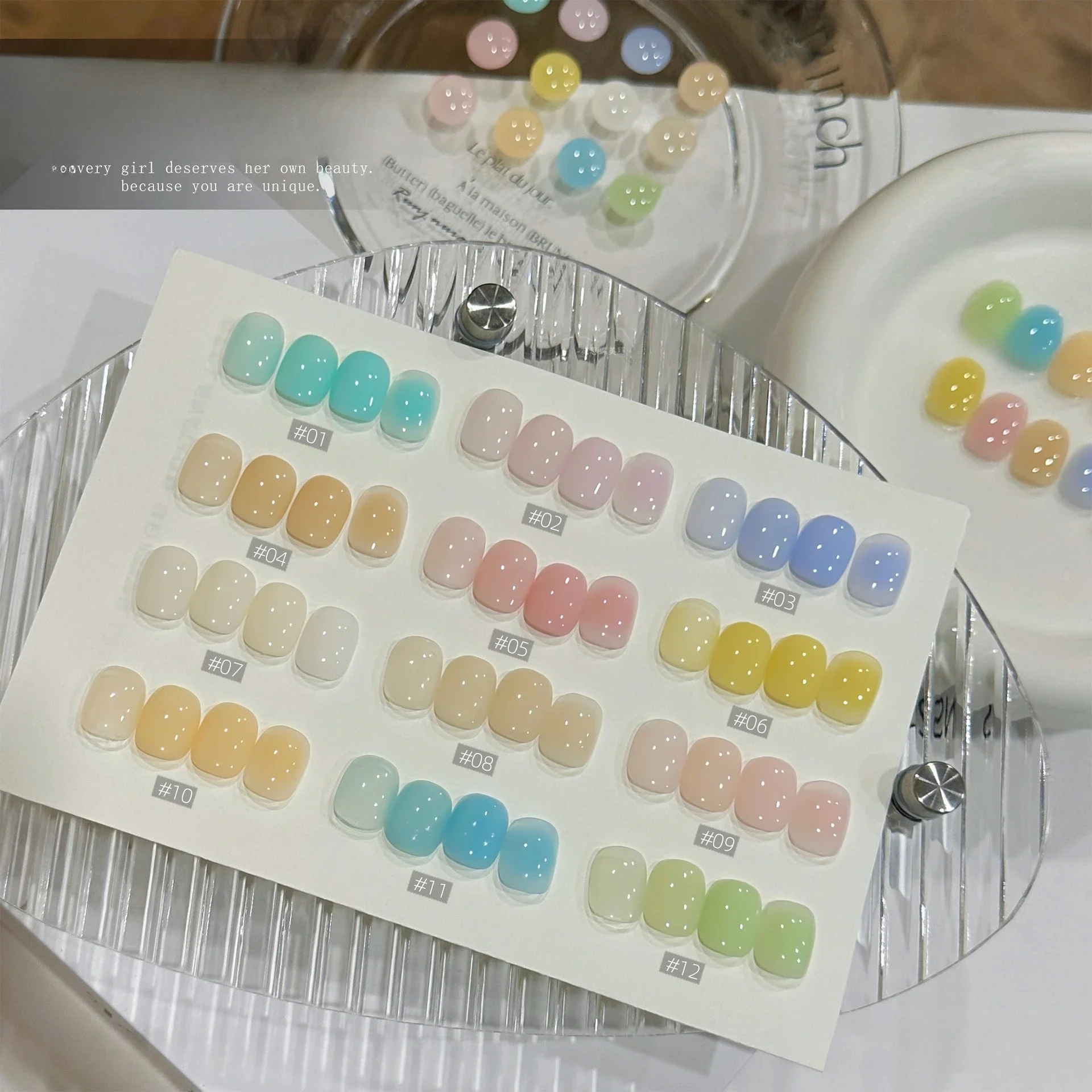 

6Colors 15ml Candy Glass Translucent Jelly Nude Gel Nail Polish Colorful Varnish Semi Permanent UV LED Nail Art Manicure Gel