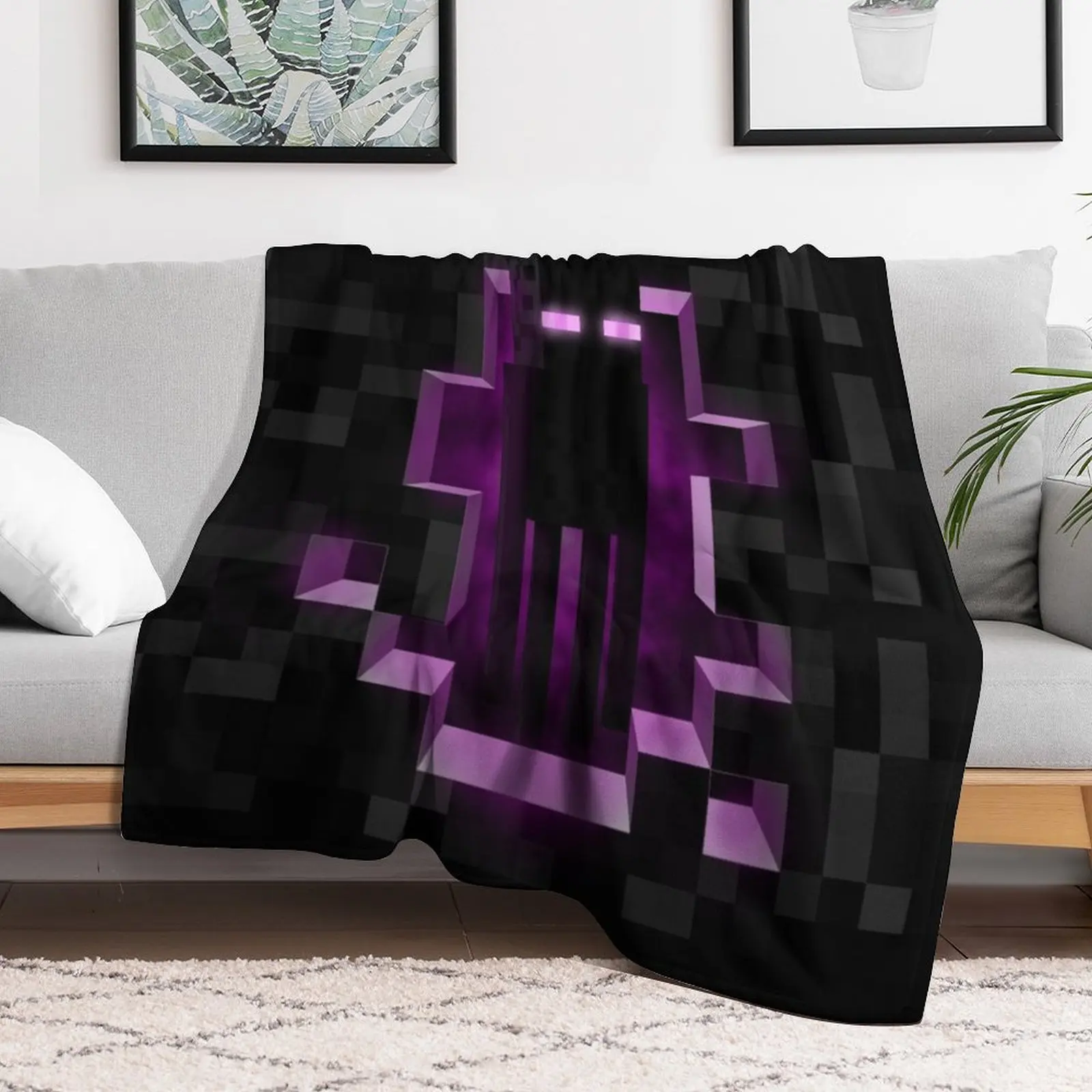 Enderman Minecrafter Enderdragon Throw Blanket Flannel For Decorative Sofa Extra Large Throw Blankets