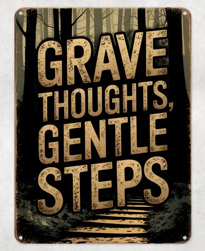 Grave Thoughts Gentle Steps Metal Poster Wall Tin Sign Man Cave Shed Home Plaque --Tin Sign