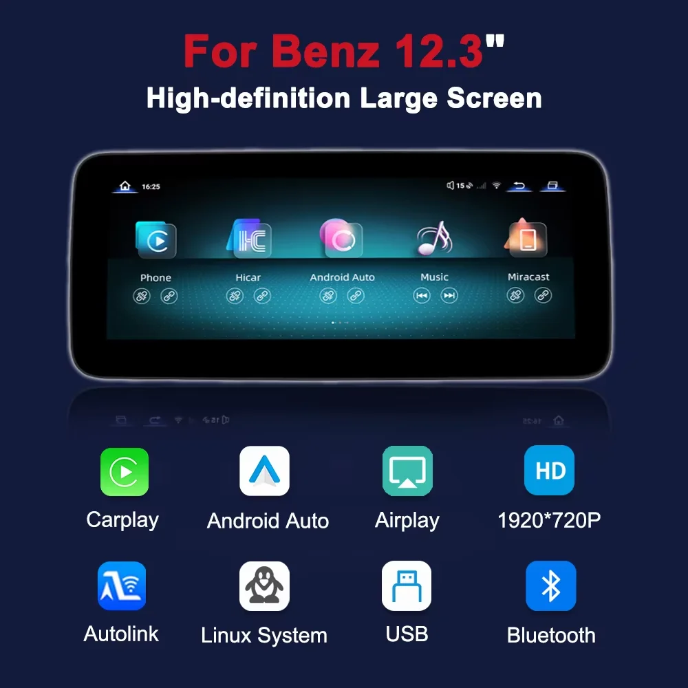 12.3 Inch 2400*900P Wireless CarPlay Android Auto Car Radio Multimedia For Mercedes-Benz W205 X253 GLC C V Class W447 2015 2016 2017 2018 BT GPS Stereo